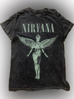 Nirvana dark blue Vintage-Style Angel Graphic Tee